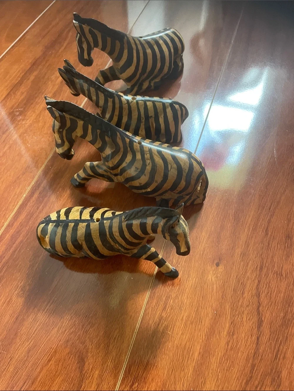 Handcrafted wooden Zebras
